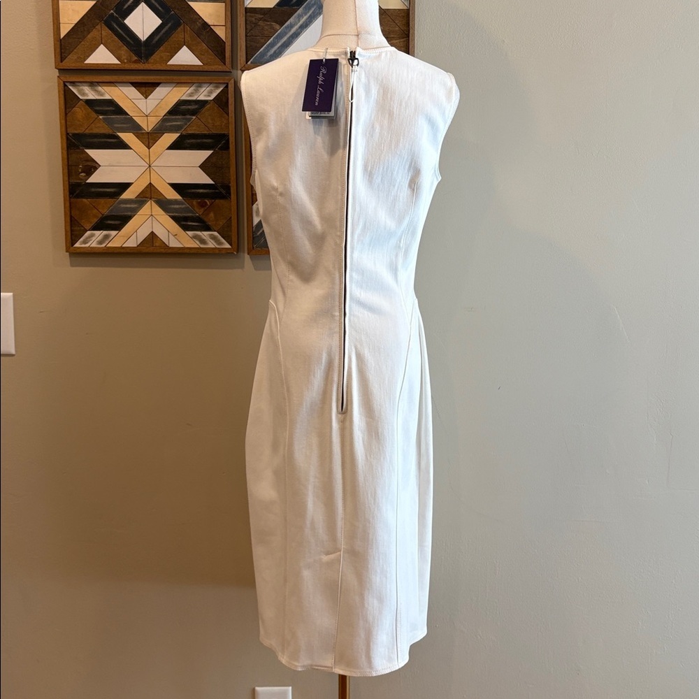 Ralph Lauren Collection Antique White Cotton Denim Sleeveless Dress sz 10 NWT - Picture 6 of 15